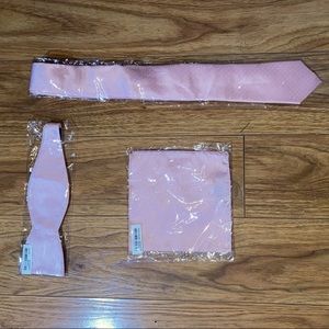 The Tie Bar Pink Bow tie, Tie, and Pocket Square